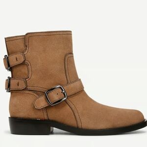 Franco Sarto Prina Boot Leather Buckle Taupe Size 8 Designer $180 #93